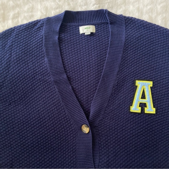 Aerie Oversized Varsity Cardigan in Navy Blue - Picture 8 of 16